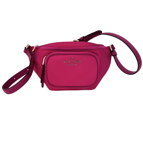 Kate Spade Dorien Nylon Convertible Crossbody Belt Bag Neon Pink NWOT - Picture 1 of 12
